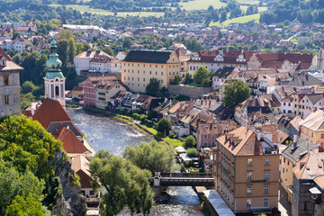 Townscape of historic district of Cesky Krumlov, Czech Republic