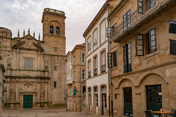 View at the San Augustin church in the streets of Santiago de Compostela. Santiago de Compostela is the capital of the autonomous community of Galicia, in northwestern Spain.