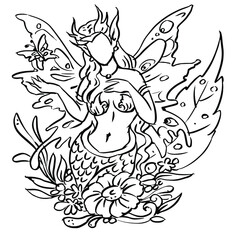 Butterfly fairy line art vector for card decoration illustration