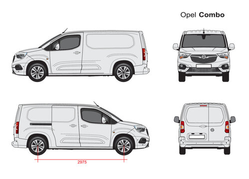 Cargo van Opel Combo vector outline template