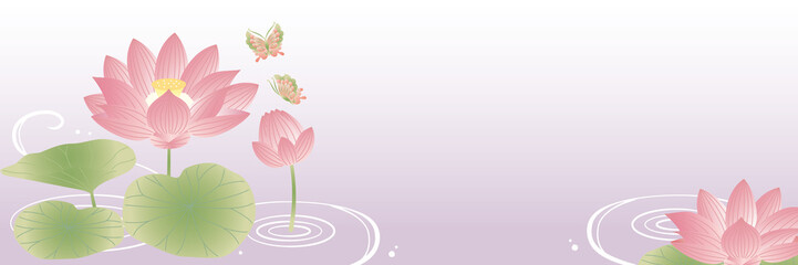 お盆 お彼岸テンプレート背景　蓮の花