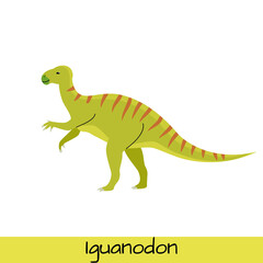 Iguanodon dinosaur vector illustration isolated on white background.