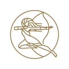 Woman Archer for Archery Sport Club Logo Design Vector, Archer Logo Template Design Vector