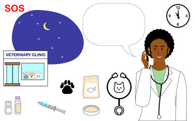 A black female veterinarian with a smartphone