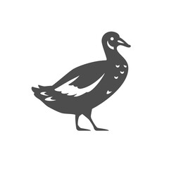 Duck farm bird agriculture livestock monochrome vintage icon vector illustration