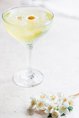 Refreshing chamomile drink. Very narrow focus, the center of the drink in focus.