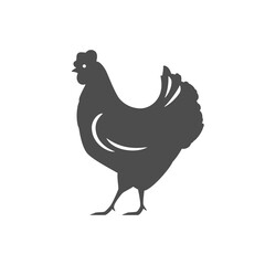 Chicken farm bird countryside agricultural fowl monochrome vintage icon vector illustration