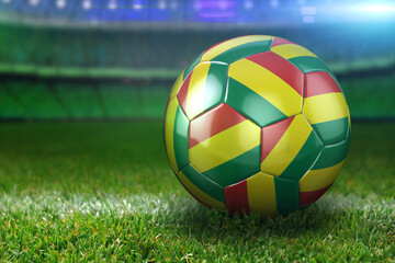 Fototapeta premium Bolivia Soccer Ball on Stadium Green Grasses at Night