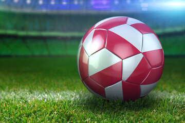 Poland Soccer Ball on Stadium Green Grasses at Night