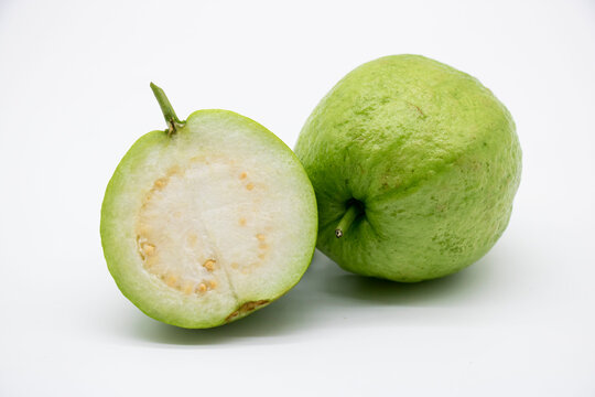 whole green Guava isolated on the white background.fresh fruit