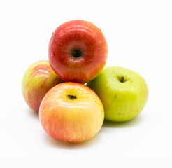 Group of different color apple isolate on white background.