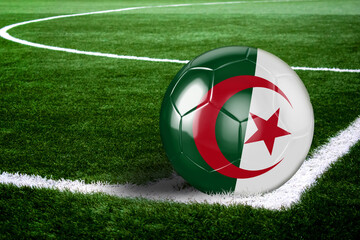 Fototapeta na wymiar Algeria Soccer Ball on Field at Night