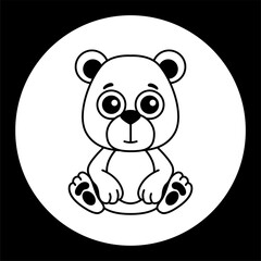 Vector black and white template bear. Silhouette of illustration for newborn and nursery design