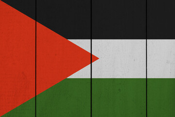 Patriotic wooden plank background in colors of flag. Palestinian National Authority