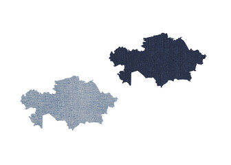Fototapeta premium Political divisions. Patriotic sublimation denim textured backgrounds set on white. Kazakhstan
