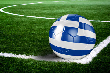 Greece Soccer Ball on Field at Night