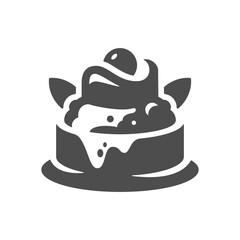 Creamy brownie with cherry sweet delicious dessert bakery menu vintage icon vector illustration