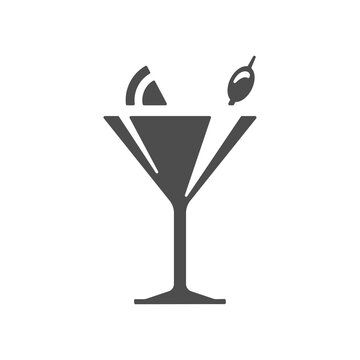 martini cocktail glass with olive and lemon clip art preview