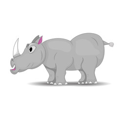 surprise rhino, isolated emoji character cartoon rhinoceros surprised with big eyes sticker emoticon