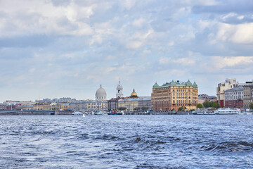 Fototapeta premium View of various cityscapes from the water