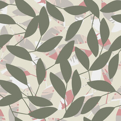 seamless abstract leafs pattern background , greeting card or fabric