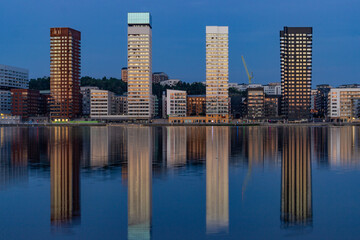 Stockholm, Sweden The towers at Liljeholmskajen at dawn.