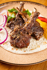 lamb with grilled vegetables and flatbread