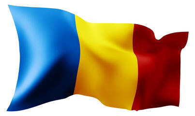 Flag of Romania waving in the wind.