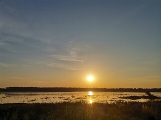 sunset over the river