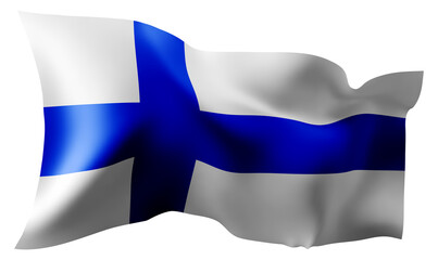 Flag of Finland waving in the wind.