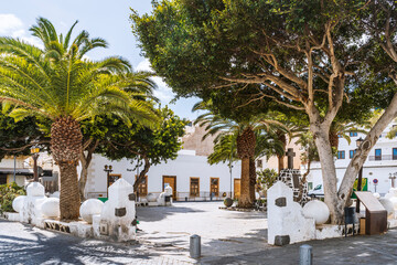 Charming square called Plaza de las palmas in Arrecife, Lanzarote, Canary Islands, Spain