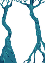 Fantasy trees. Frame. Magic trees. Magic art.