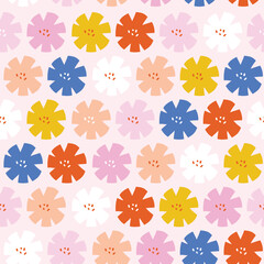 Seamless floral pattern. Repeat seamless design with flowers and leaves in pastel colors