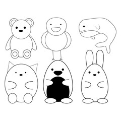 The linear vector children's illustration set of cute  animals