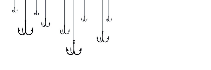 Fishing hooks. Barbed fish hook illustration