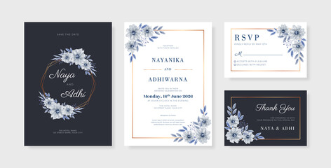 Fototapeta na wymiar Beautiful black wedding invitation set