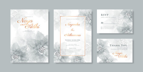 Beautiful watercolor wedding invitation set