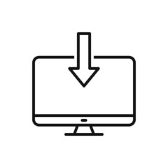 Editable computer file download line icon. Vector illustration isolated on white background. using for website or mobile app