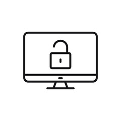 Editable computer unlock padlock protection line icon. Vector illustration isolated on white background. using for website or mobile app