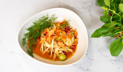 Mixed Thai Food Selections Salads, Grilled Chicken 