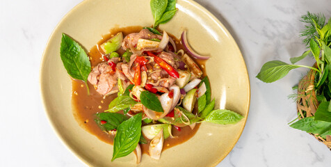 Mixed Thai Food Selections Salads, Grilled Chicken 