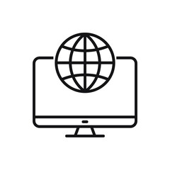Editable computer world wide web surfing to internet line icon. Vector illustration isolated on white background. using for website or mobile app
