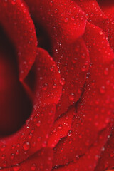 Red rose flower with drops on the petals.