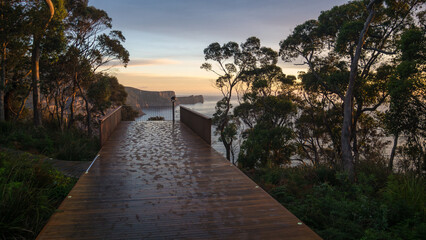 Viewing deck at Munro cabin along the Three Capes Track in south-east Tasmania