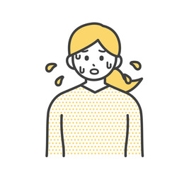 大量の汗をかく女性のイラスト素材