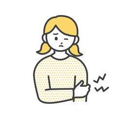 筋肉痛になっている女の子のイラスト素材
