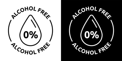 Fototapeta na wymiar Alcohol free vector label icon. Safe product contain no alcohol sign symbol illustration.
