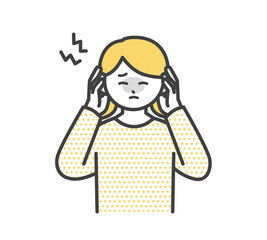 頭痛がする女の子のイラスト素材