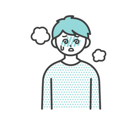 高熱を出す男の子のイラスト素材
