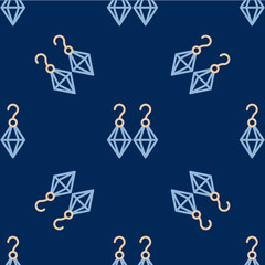Line Earrings icon isolated seamless pattern on blue background. Jewelry accessories. Vector
